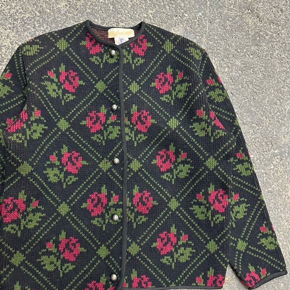 Bergland Original Shetland Wool Cardigan Sweater Rose Women’s Small Vintage - Picture 3 of 6